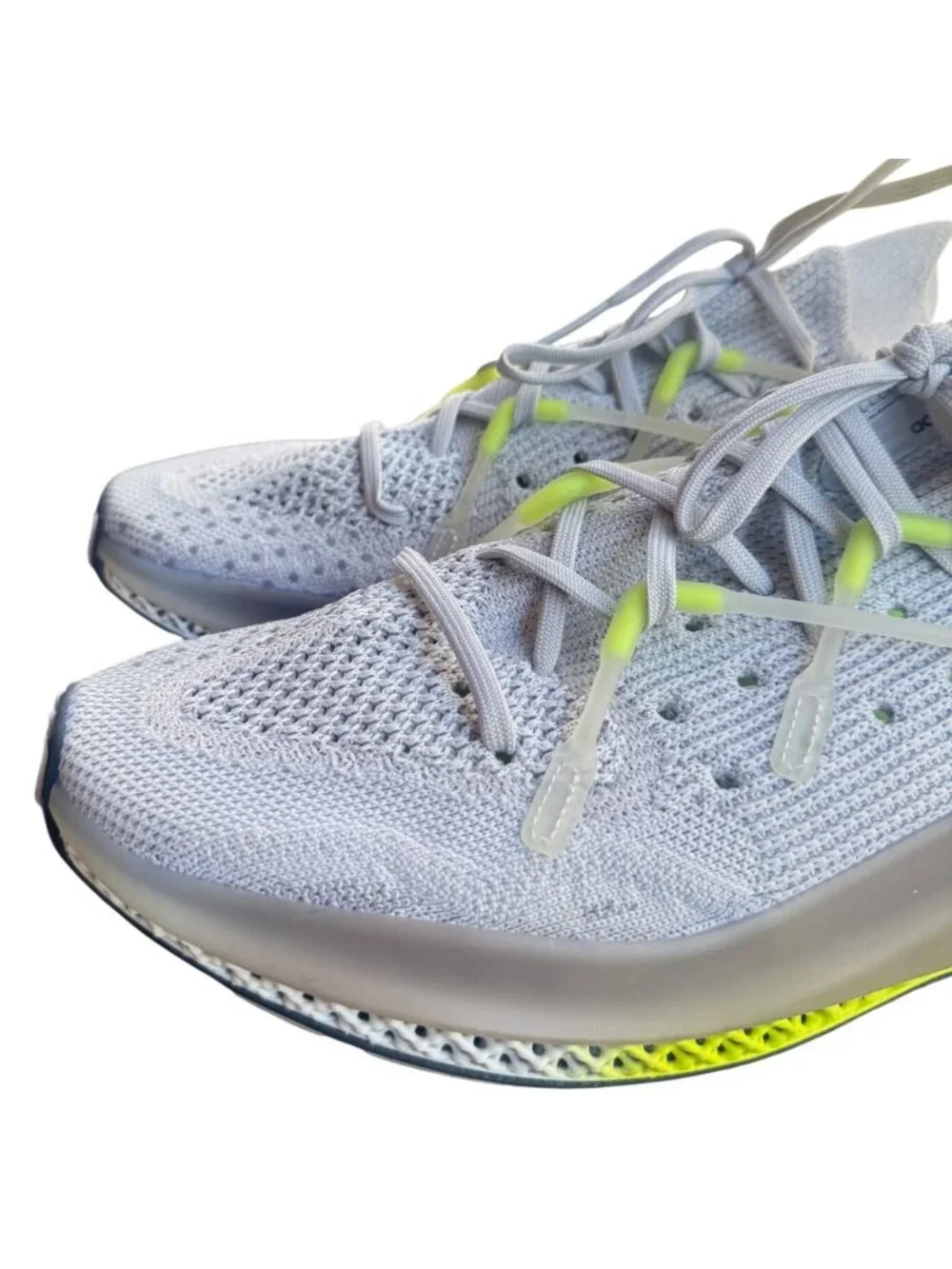 Adidas 4D Fusio Men Size 13.5 Gray Neon Yellow Knit Running Shoes FY5928